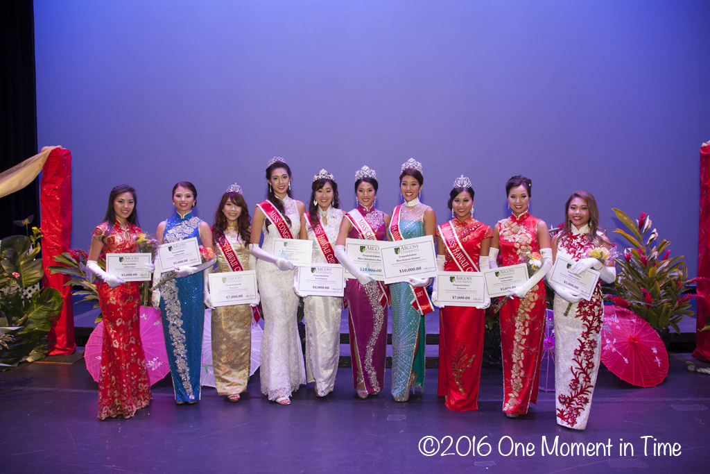 All Contestants with their Argosy University Scholarships - Miss Chinatown Hawaii/Miss Hawaii Chinese Scholarship Pageant - ©2017 One Moment in Time Photography
